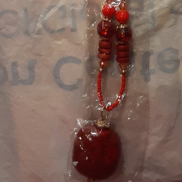 Jewelry - Red Beaded Necklace and Earring Set NEW